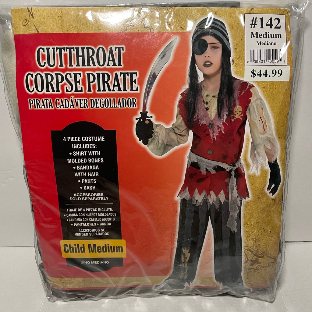 Brand New Cutthroat Corpse Pirate 4pc Halloween Costume Child Medium 810